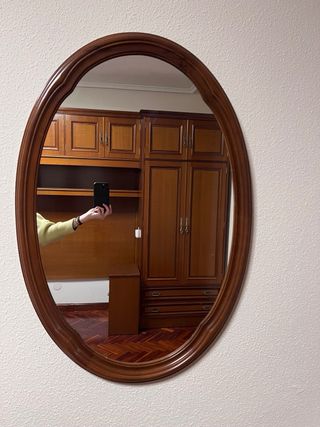 Espejo Ovalado Madera Vintage