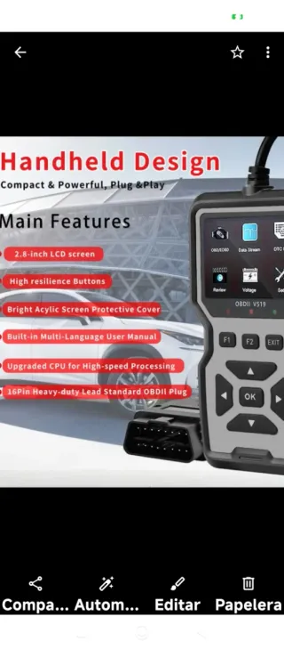 Escáner Vehículos OBD2 V519 Rojo