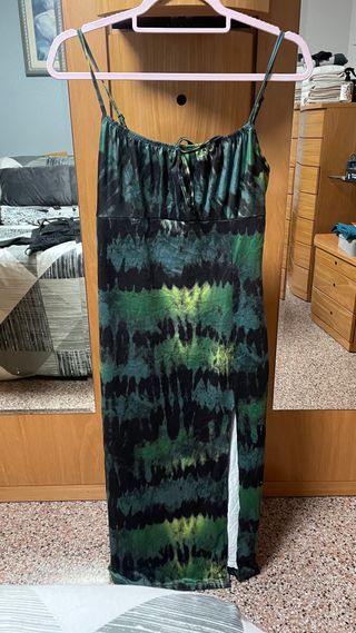 Vestido verde tirantes estampado