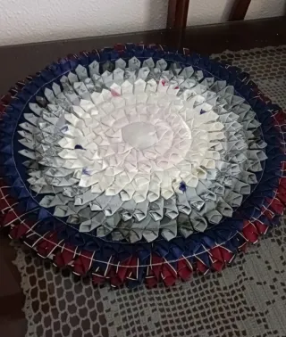 Cojínes redondos tela azul y blanco