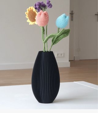 Vaso Nero Geometrico Moderno in PLA – Stampa 3D |