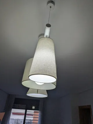 Lámpara de salón colgante tela y metal