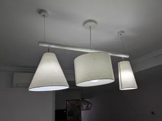 Lámpara de salón colgante tela y metal