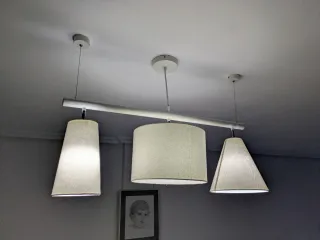 Lámpara de salón colgante tela y metal