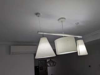 Lámpara de salón colgante tela y metal