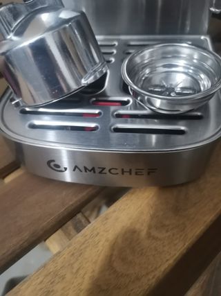 Cafetera de brazo plateada