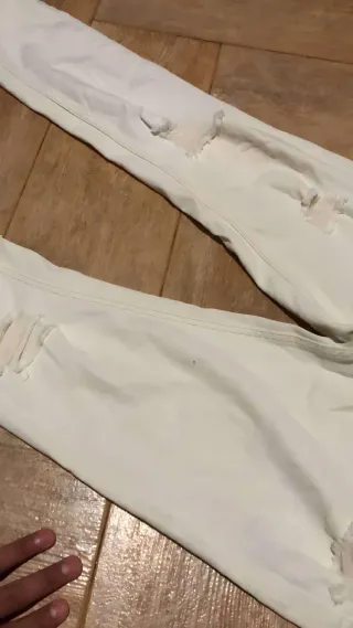 Pantalón Jean Blanco Roto