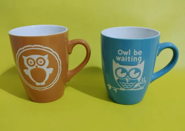 Tazas de porcelana con búhos (2 unidades)