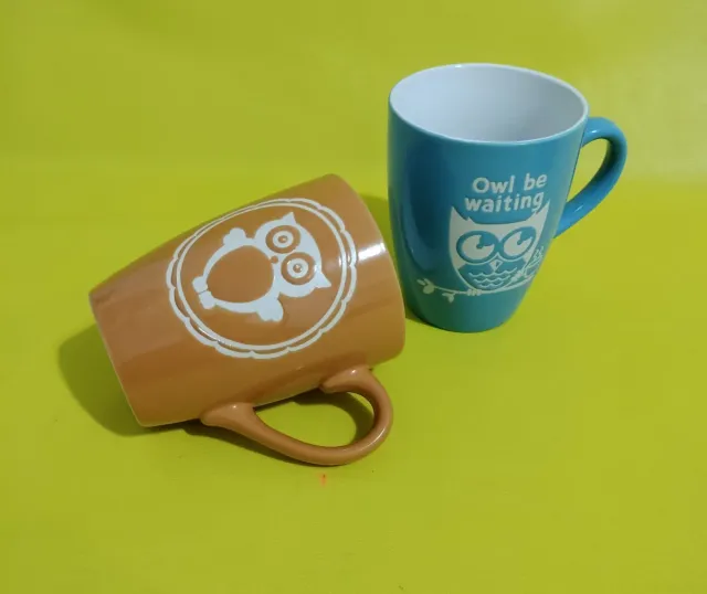 Tazas de porcelana con búhos (2 unidades)