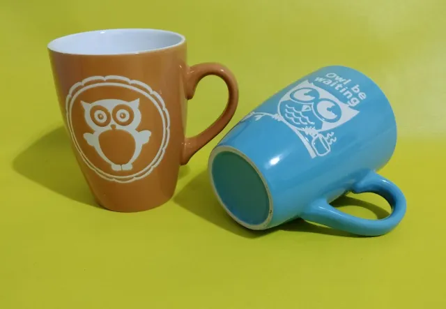Tazas de porcelana con búhos (2 unidades)