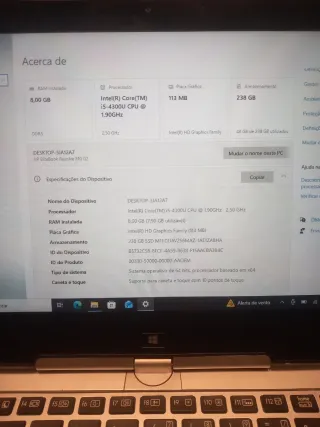 HP Revolve 810 G3 Prata i5/5300 8gb ram/ssd m2 256