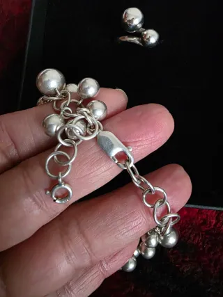 Conjunto Pulsera y Anillo Bolas Plata