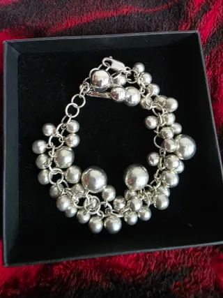 Conjunto Pulsera y Anillo Bolas Plata