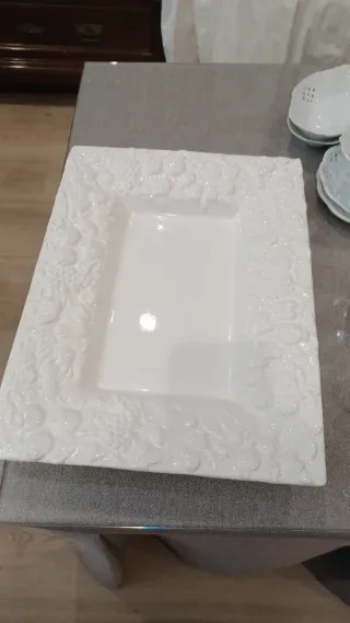 Fuente Rectangular Blanca Porcelana