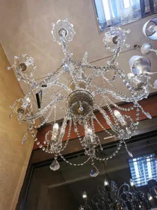 Lámpara de araña de cristal de swarovki y metal