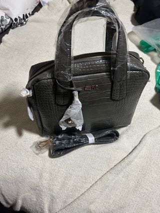 Bolso de piel gris Miss Pink