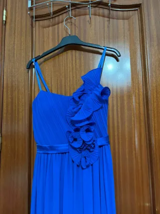 Vestido azul fiesta puesto una vez
