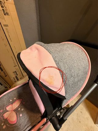 Carrito de muñecas gris y rosa