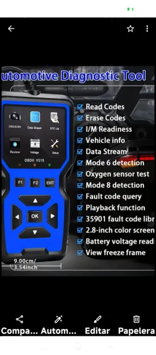 Escáner para vehículos OBD2 V519 AZÚL
