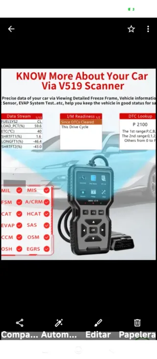 Escáner para vehículos OBD2 V519 AZÚL