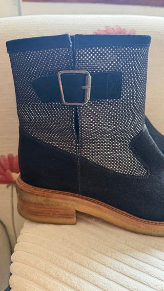 Botines de ante Castañer negros y plateados T.40