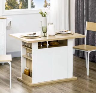 Isola cucina 4-6 persone legno e bianco