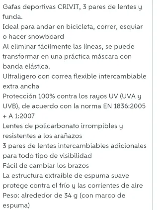 Occhiali Sportivi CRIVIT