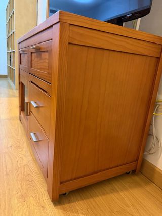 Mueble TV salón madera y cristal