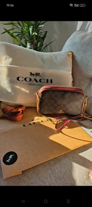 Bolso Coach Marrón y granate Original