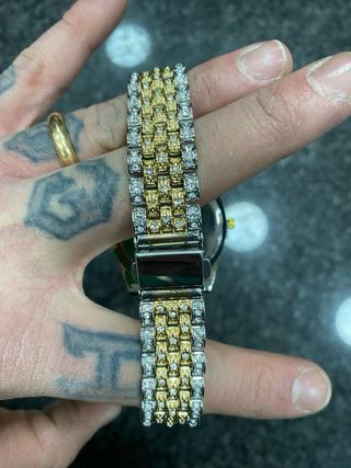 Orologio Uomo Strass Nuovo Oro Argento