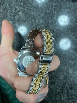 Orologio Uomo Strass Nuovo Oro Argento
