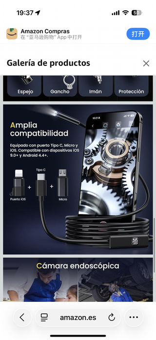 Cámara de Inspección Maxpow HD IP67 5M