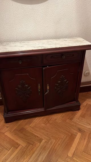 Mesa aparador mármol y madera