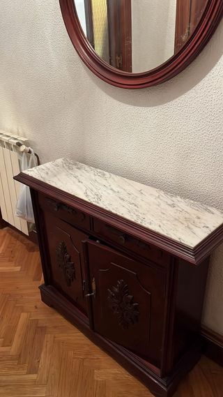 Mesa aparador mármol y madera