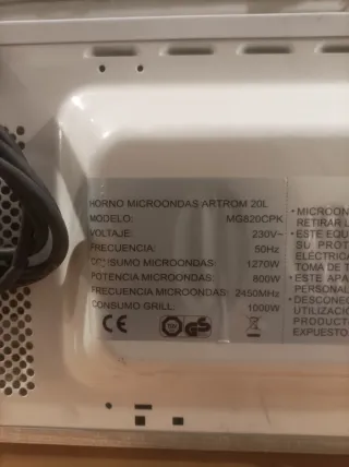 Microondas Blanco con Grill