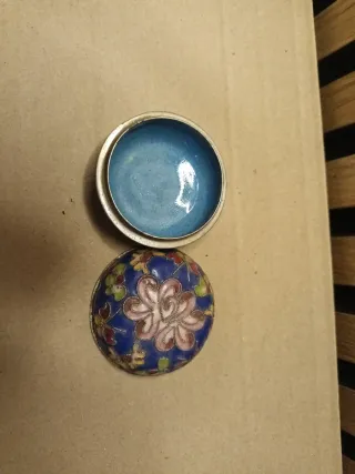 Joyero/Pastillero Vintage Flores Azules