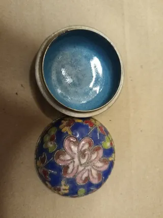 Joyero/Pastillero Vintage Flores Azules