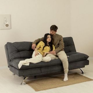 Sofá Cama Gris Tela y Metal