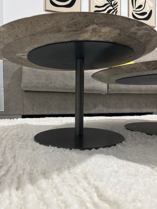 Conjunto 2 mesas centro mármol natural y base