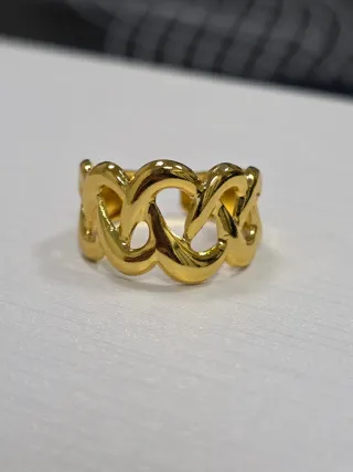 Anello acciaio dorato regolabile