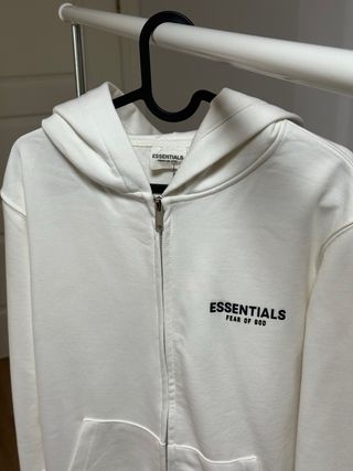 ESSENTIALS Sudadera Blanca Cremallera
