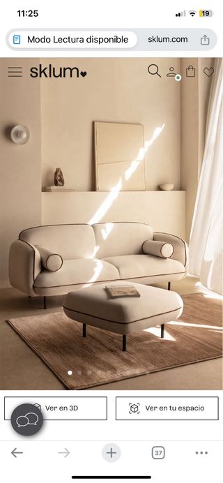 Sofá 3 plazas Sklum + Puff Biel Beige