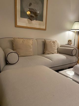 Sofá 3 plazas Sklum + Puff Biel Beige