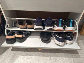 Zapatero 3 cajones madera y gris