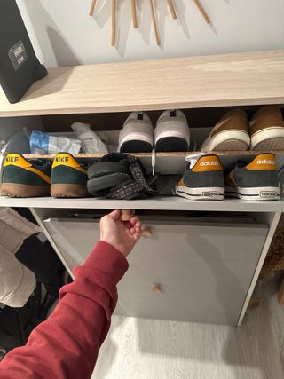 Zapatero 3 cajones madera y gris