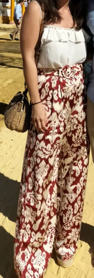 Pantalón de vestir estampado, tipo palazzo