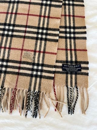 Cachecol Burberry Autêntico Bege Multicolor