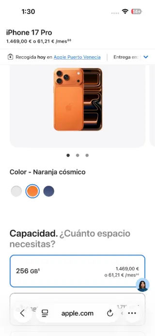 iPhone 17 Pro Max 256GB orange NUEVO!! GARANTÍA