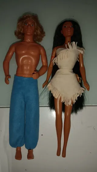Muñecas Disney Pocahontas y John Smith años 90