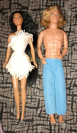 Muñecas Disney Pocahontas y John Smith años 90